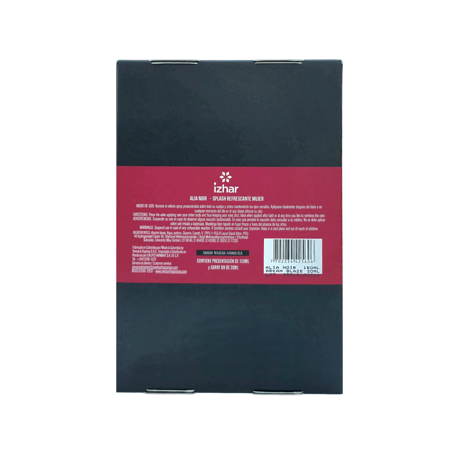 Estuche IZHAR Splash Alia Noir de 150ml con Carry-on mini de 20ml