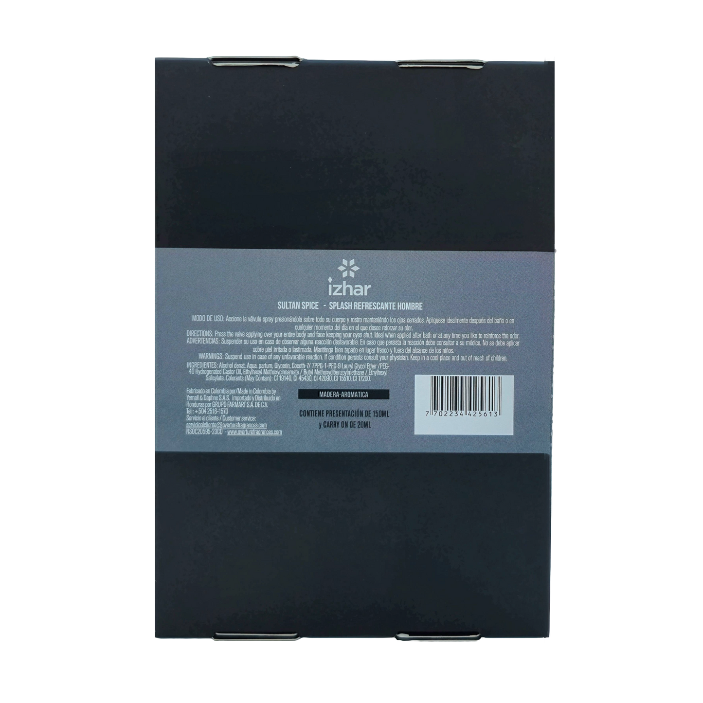 Estuche IZHAR Splash Sultan Spice de 150ml con Carry-on mini de 20ml